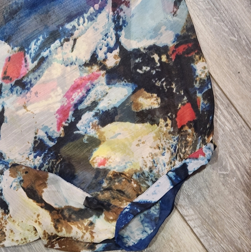 Alain Weiz Abstract Multicolor Butron Up Kimono T… - image 7